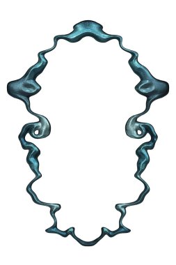 Üç boyutlu metalik illüstrasyon. Beyaz arka planda izole edilmiş fantezi çerçevesi. Davetiyeler, posterler, menü, hatıra defteri ve sunum için mükemmel. Metnin için şablon.