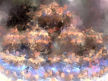 Tuval üzerinde etkileyici fırçalanmış resim. Soyut doku. 2D çizim. Geniş fırça darbeleri. Modern dijital sanat. Çağdaş fırça. Modern ifade. Popüler biçim boyanmış resim.