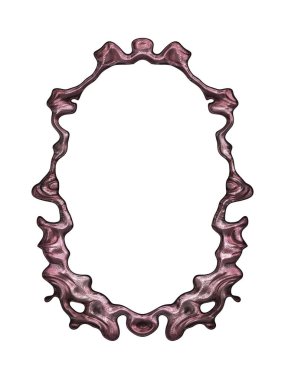 Üç boyutlu metalik illüstrasyon. Beyaz arka planda izole edilmiş fantezi çerçevesi. Davetiyeler, posterler, menü, hatıra defteri ve sunum için mükemmel. Metnin için şablon.