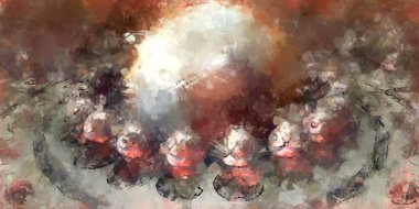 Tuval üzerinde etkileyici fırçalanmış resim. Soyut doku. 2D çizim. Geniş fırça darbeleri. Modern dijital sanat. Çağdaş fırça. Modern ifade. Popüler biçim boyanmış resim.