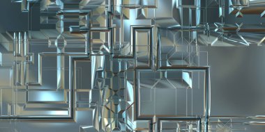 Parlak saten kaplama yüzey teknolojisi 3 boyutlu desen. Lüks yansımalı metal panel dokusu. Arkaplan, duvar kağıdı, uzay gemisi gövdesi için cilalanmış geometrik metal yansıtıcı fütüristik malzeme.