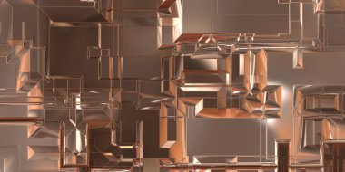 Parlak saten kaplama yüzey teknolojisi 3 boyutlu desen. Lüks yansımalı metal panel dokusu. Arkaplan, duvar kağıdı, uzay gemisi gövdesi için cilalanmış geometrik metal yansıtıcı fütüristik malzeme.