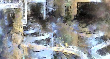 Tuval üzerinde etkileyici fırçalanmış resim. Soyut doku. 2D çizim. Geniş fırça darbeleri. Modern dijital sanat. Çağdaş fırça. Modern ifade. Popüler biçim boyanmış resim.