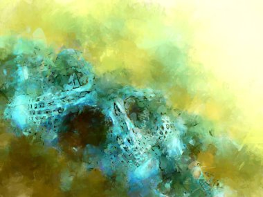 Tuval üzerinde etkileyici fırçalanmış resim. Soyut doku. 2D çizim. Geniş fırça darbeleri. Modern dijital sanat. Çağdaş fırça. Modern ifade. Popüler biçim boyanmış resim.