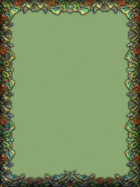 Çerçeve kağıdı. Kart, davetiye ya da albüm olarak harika bir kullanım. Fantezi 3D çizim arka planı. Zarif duvar kâğıdı. Metnin için şablon.