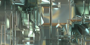 Parlak saten kaplama yüzey teknolojisi 3 boyutlu desen. Lüks yansımalı metal panel dokusu. Arkaplan, duvar kağıdı, uzay gemisi gövdesi için cilalanmış geometrik metal yansıtıcı fütüristik malzeme.