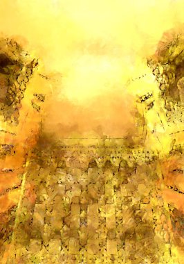 Tuval üzerinde etkileyici fırçalanmış resim. Soyut doku. 2D çizim. Geniş fırça darbeleri. Modern dijital sanat. Çağdaş fırça. Modern ifade. Popüler biçim boyanmış resim.