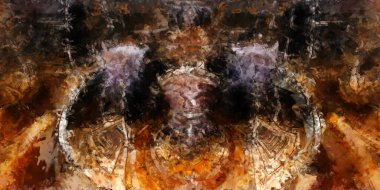 Tuval üzerinde etkileyici fırçalanmış resim. Soyut doku. 2D çizim. Geniş fırça darbeleri. Modern dijital sanat. Çağdaş fırça. Modern ifade. Popüler biçim boyanmış resim.