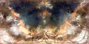 Tuval üzerinde etkileyici fırçalanmış resim. Soyut doku. 2D çizim. Geniş fırça darbeleri. Modern dijital sanat. Çağdaş fırça. Modern ifade. Popüler biçim boyanmış resim.