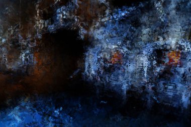 Tuval üzerinde etkileyici fırçalanmış resim. Soyut doku. 2D çizim. Geniş fırça darbeleri. Modern dijital sanat. Çağdaş fırça. Modern ifade. Popüler biçim boyanmış resim.