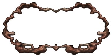 Üç boyutlu metalik illüstrasyon. Beyaz arka planda izole edilmiş fantezi çerçevesi. Davetiyeler, posterler, menü, hatıra defteri ve sunum için mükemmel. Metnin için şablon.