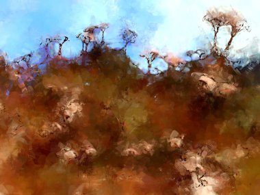 Tuval üzerinde etkileyici fırçalanmış resim. Soyut doku. 2D çizim. Geniş fırça darbeleri. Modern dijital sanat. Çağdaş fırça. Modern ifade. Popüler biçim boyanmış resim.