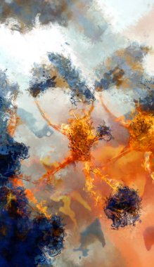 Tuval üzerinde etkileyici fırçalanmış resim. Soyut doku. 2D çizim. Geniş fırça darbeleri. Modern dijital sanat. Çağdaş fırça. Modern ifade. Popüler biçim boyanmış resim.