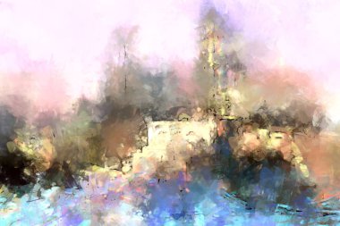 Tuval üzerinde etkileyici fırçalanmış resim. Soyut doku. 2D çizim. Geniş fırça darbeleri. Modern dijital sanat. Çağdaş fırça. Modern ifade. Popüler biçim boyanmış resim.