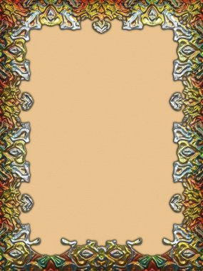 Çerçeve kağıdı. Kart, davetiye ya da albüm olarak harika bir kullanım. Fantezi 3D çizim arka planı. Zarif duvar kâğıdı. Metnin için şablon.