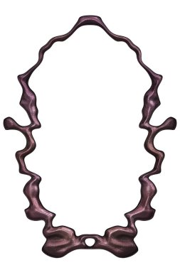 Üç boyutlu metalik illüstrasyon. Beyaz arka planda izole edilmiş fantezi çerçevesi. Davetiyeler, posterler, menü, hatıra defteri ve sunum için mükemmel. Metnin için şablon.