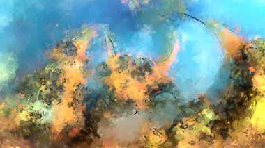 Tuval üzerinde etkileyici fırçalanmış resim. Soyut doku. 2D çizim. Geniş fırça darbeleri. Modern dijital sanat. Çağdaş fırça. Modern ifade. Popüler biçim boyanmış resim.