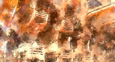 Tuval üzerinde etkileyici fırçalanmış resim. Soyut doku. 2D çizim. Geniş fırça darbeleri. Modern dijital sanat. Çağdaş fırça. Modern ifade. Popüler biçim boyanmış resim.