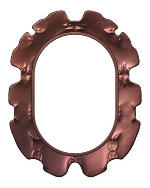 Üç boyutlu metalik illüstrasyon. Beyaz arka planda izole edilmiş fantezi çerçevesi. Davetiyeler, posterler, menü, hatıra defteri ve sunum için mükemmel. Metnin için şablon.