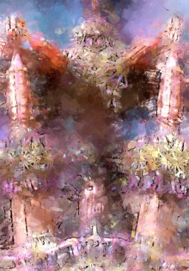 Tuval üzerinde etkileyici fırçalanmış resim. Soyut doku. 2D çizim. Geniş fırça darbeleri. Modern dijital sanat. Çağdaş fırça. Modern ifade. Popüler biçim boyanmış resim.