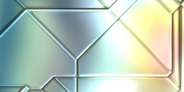 Üç boyutlu metalik panel dokusu. Renkli, parlak, soyut duvar kağıdı. Geometrik teknolojik parlak yansıtıcı arkaplan.