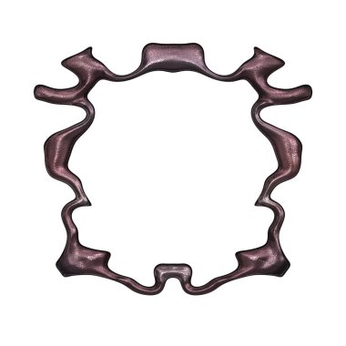 Üç boyutlu metalik illüstrasyon. Beyaz arka planda izole edilmiş fantezi çerçevesi. Davetiyeler, posterler, menü, hatıra defteri ve sunum için mükemmel. Metnin için şablon.