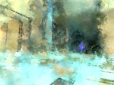 Tuval üzerinde etkileyici fırçalanmış resim. Soyut doku. 2D çizim. Geniş fırça darbeleri. Modern dijital sanat. Çağdaş fırça. Modern ifade. Popüler biçim boyanmış resim.