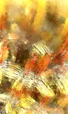 Tuval üzerinde etkileyici fırçalanmış resim. Soyut doku. 2D çizim. Geniş fırça darbeleri. Modern dijital sanat. Çağdaş fırça. Modern ifade. Popüler biçim boyanmış resim.