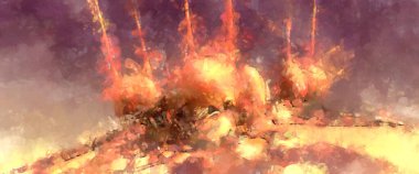 Tuval üzerinde etkileyici fırçalanmış resim. Soyut doku. 2D çizim. Geniş fırça darbeleri. Modern dijital sanat. Çağdaş fırça. Modern ifade. Popüler biçim boyanmış resim.