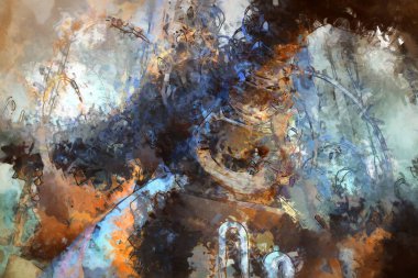 Tuval üzerinde etkileyici fırçalanmış resim. Soyut doku. 2D çizim. Geniş fırça darbeleri. Modern dijital sanat. Çağdaş fırça. Modern ifade. Popüler biçim boyanmış resim.