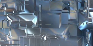 Parlak saten kaplama yüzey teknolojisi 3 boyutlu desen. Lüks yansımalı metal panel dokusu. Arkaplan, duvar kağıdı, uzay gemisi gövdesi için cilalanmış geometrik metal yansıtıcı fütüristik malzeme.