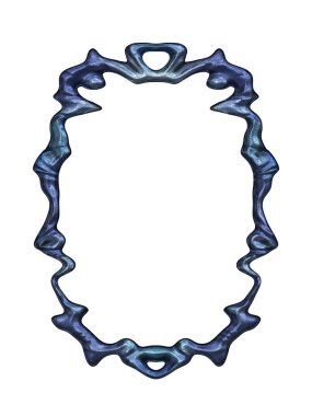 Üç boyutlu metalik illüstrasyon. Beyaz arka planda izole edilmiş fantezi çerçevesi. Davetiyeler, posterler, menü, hatıra defteri ve sunum için mükemmel. Metnin için şablon.