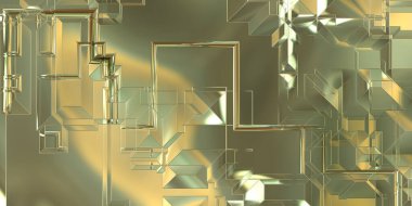 Parlak saten kaplama yüzey teknolojisi 3 boyutlu desen. Lüks yansımalı metal panel dokusu. Arkaplan, duvar kağıdı, uzay gemisi gövdesi için cilalanmış geometrik metal yansıtıcı fütüristik malzeme.