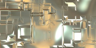 Parlak saten kaplama yüzey teknolojisi 3 boyutlu desen. Lüks yansımalı metal panel dokusu. Arkaplan, duvar kağıdı, uzay gemisi gövdesi için cilalanmış geometrik metal yansıtıcı fütüristik malzeme.