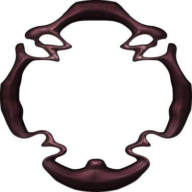 Üç boyutlu metalik illüstrasyon. Beyaz arka planda izole edilmiş fantezi çerçevesi. Davetiyeler, posterler, menü, hatıra defteri ve sunum için mükemmel. Metnin için şablon.