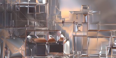 Parlak saten kaplama yüzey teknolojisi 3 boyutlu desen. Lüks yansımalı metal panel dokusu. Arkaplan, duvar kağıdı, uzay gemisi gövdesi için cilalanmış geometrik metal yansıtıcı fütüristik malzeme.