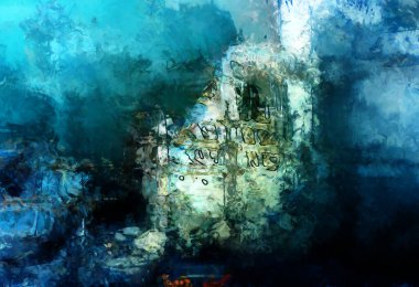 Tuval üzerinde etkileyici fırçalanmış resim. Soyut doku. 2D çizim. Geniş fırça darbeleri. Modern dijital sanat. Çağdaş fırça. Modern ifade. Popüler biçim boyanmış resim.