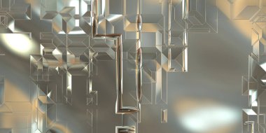 Parlak saten kaplama yüzey teknolojisi 3 boyutlu desen. Lüks yansımalı metal panel dokusu. Arkaplan, duvar kağıdı, uzay gemisi gövdesi için cilalanmış geometrik metal yansıtıcı fütüristik malzeme.