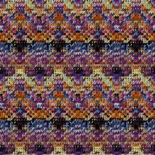 Seamless Colorful Knitted Fabric Texture Knit Pattern Background — Stock Photo, Image