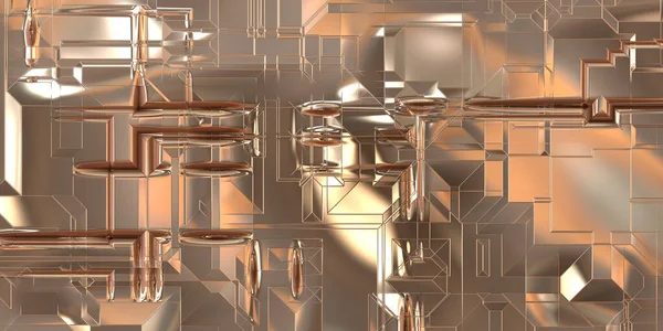 Glossy satin finish surface technology 3D pattern. Metallic panel texture with luxurious reflection. Polished geometric metal reflective futuristic material for background, wallpaper, spaceship hull.