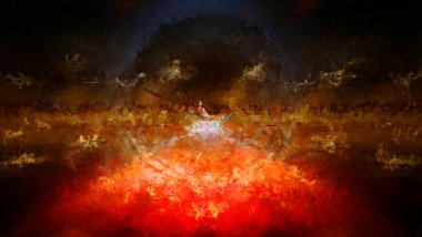 Tuval üzerinde etkileyici fırçalanmış resim. Soyut doku. 2D çizim. Geniş fırça darbeleri. Modern dijital sanat. Çağdaş fırça. Modern ifade. Popüler biçim boyanmış resim.