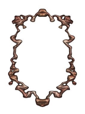 Üç boyutlu metalik illüstrasyon. Beyaz arka planda izole edilmiş fantezi çerçevesi. Davetiyeler, posterler, menü, hatıra defteri ve sunum için mükemmel. Metnin için şablon.