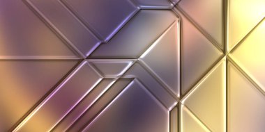 Üç boyutlu metalik panel dokusu. Renkli, parlak, soyut duvar kağıdı. Geometrik teknolojik parlak yansıtıcı arkaplan.