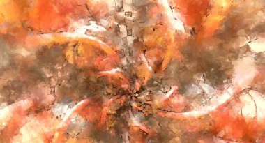 Tuval üzerinde etkileyici fırçalanmış resim. Soyut doku. 2D çizim. Geniş fırça darbeleri. Modern dijital sanat. Çağdaş fırça. Modern ifade. Popüler biçim boyanmış resim.