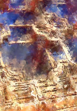 Tuval üzerinde etkileyici fırçalanmış resim. Soyut doku. 2D çizim. Geniş fırça darbeleri. Modern dijital sanat. Çağdaş fırça. Modern ifade. Popüler biçim boyanmış resim.