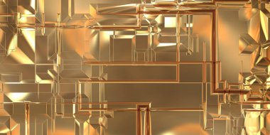 Parlak saten kaplama yüzey teknolojisi 3 boyutlu desen. Lüks yansımalı metal panel dokusu. Arkaplan, duvar kağıdı, uzay gemisi gövdesi için cilalanmış geometrik metal yansıtıcı fütüristik malzeme.