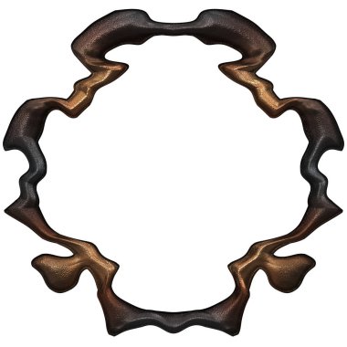 Üç boyutlu metalik illüstrasyon. Beyaz arka planda izole edilmiş fantezi çerçevesi. Davetiyeler, posterler, menü, hatıra defteri ve sunum için mükemmel. Metnin için şablon.