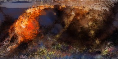 Tuval üzerinde etkileyici fırçalanmış resim. Soyut doku. 2D çizim. Geniş fırça darbeleri. Modern dijital sanat. Çağdaş fırça. Modern ifade. Popüler biçim boyanmış resim.