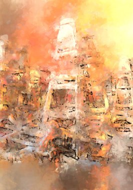 Tuval üzerinde etkileyici fırçalanmış resim. Soyut doku. 2D çizim. Geniş fırça darbeleri. Modern dijital sanat. Çağdaş fırça. Modern ifade. Popüler biçim boyanmış resim.