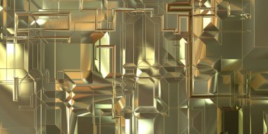 Parlak saten kaplama yüzey teknolojisi 3 boyutlu desen. Lüks yansımalı metal panel dokusu. Arkaplan, duvar kağıdı, uzay gemisi gövdesi için cilalanmış geometrik metal yansıtıcı fütüristik malzeme.
